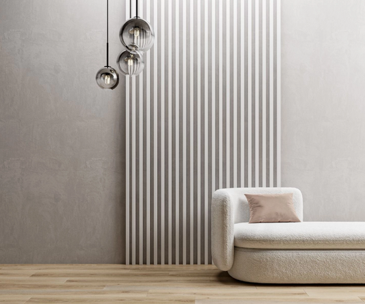 Decorative Wood Slat Wall Panels installed on modern feature wall