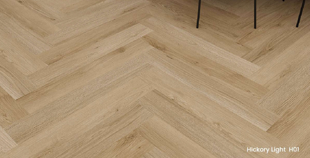 Hickory Light H01 Herringbone SPC Luxury Vinyl Flooring