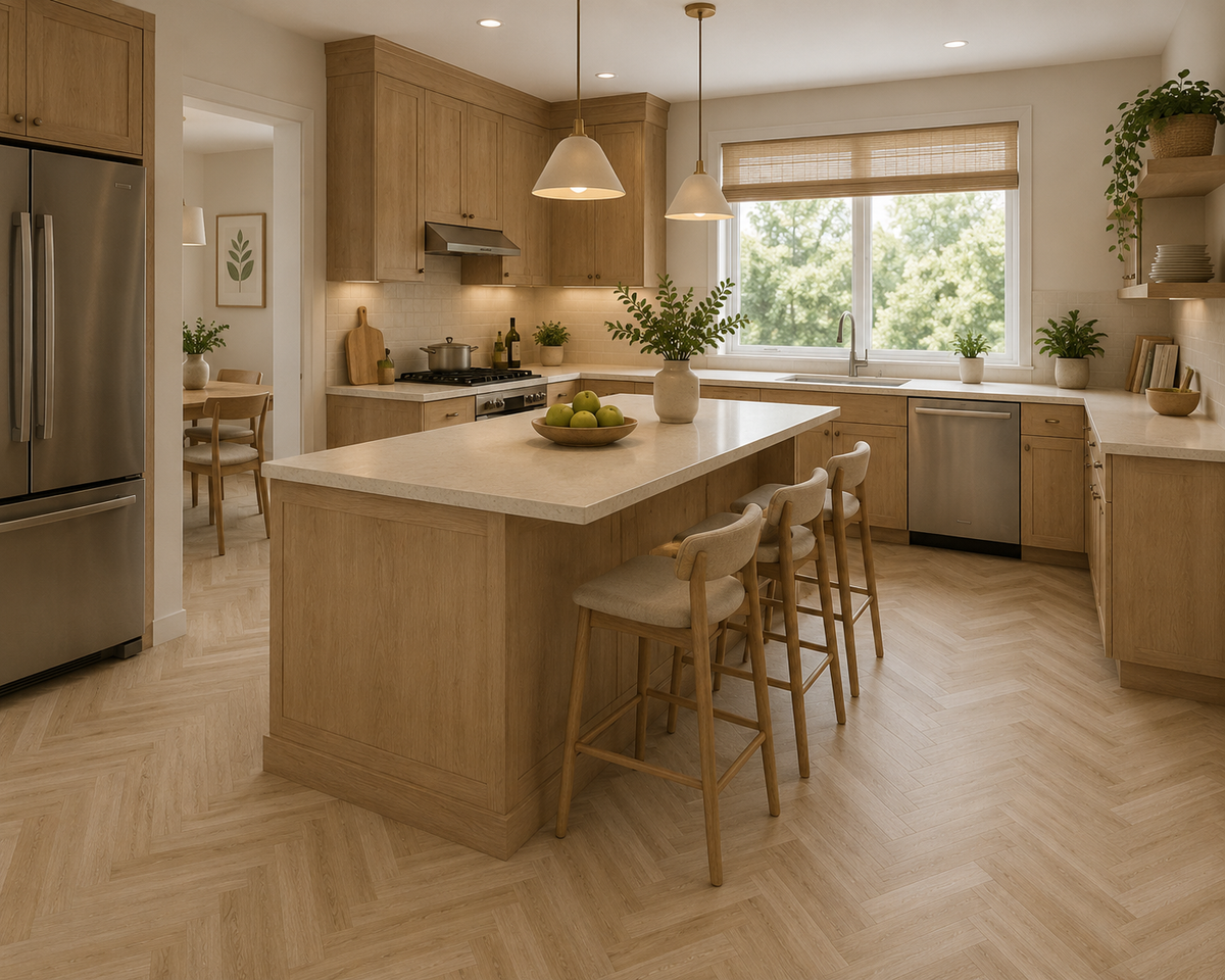 Hickory Light H01 Herringbone SPC Luxury Vinyl Flooring